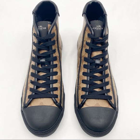 COACH Classic Signature Monogram Hi-Top Sneakers - Picture 9 of 16